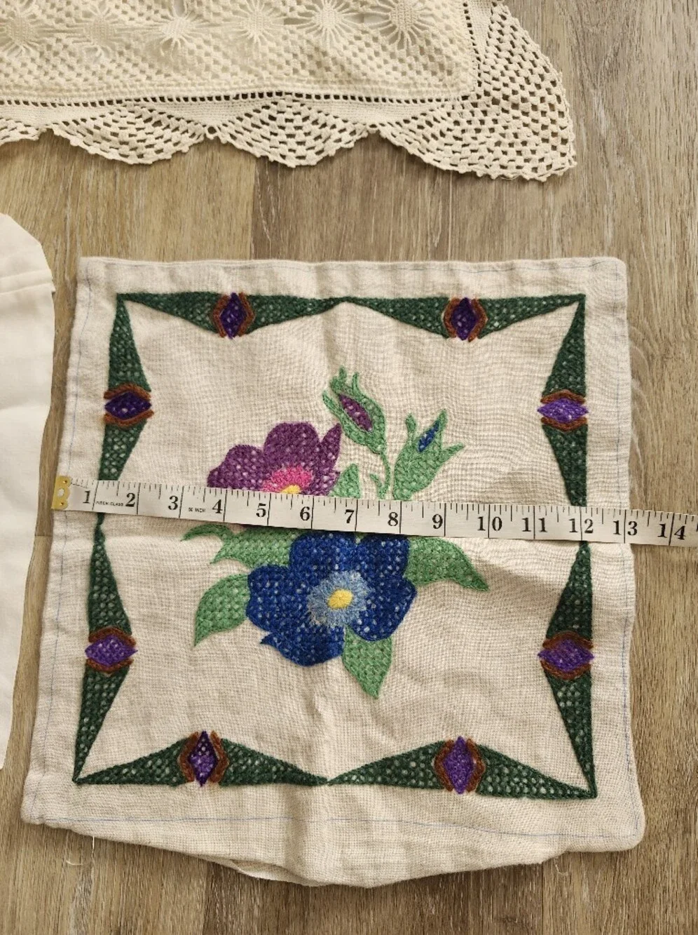 Vintage Lot of 3 Pillow Covers Pauline Denham Crochet Embroidery